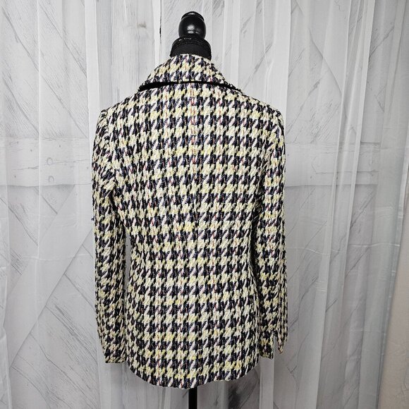 Etcetera Blue Multicolor Tweed Herringbone Single Breasted Blazer Size 4 - Picture 6 of 13